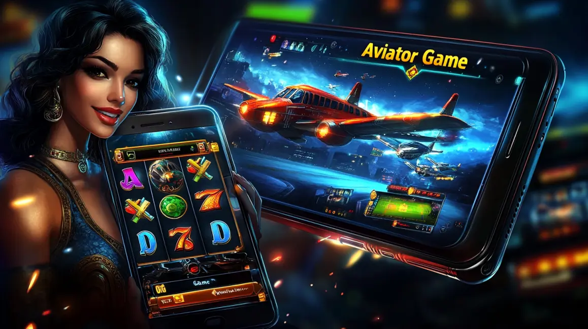 An Immersive Aviator Experience on All Devices | JL18. A woman holds a phone showing the 'Aviator Game', with a tablet also displaying the app, highlighting the seamless and immersive experience of playing at JL18.